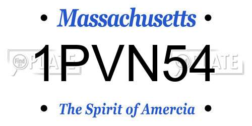 1PVN54 Massachusetts License Plate