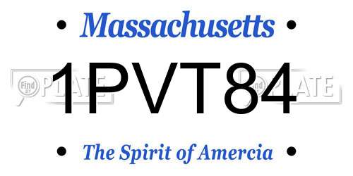 1PVT84 Massachusetts License Plate