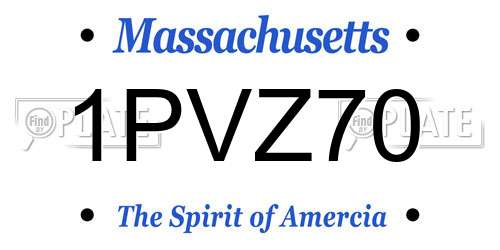 1PVZ70 Massachusetts License Plate