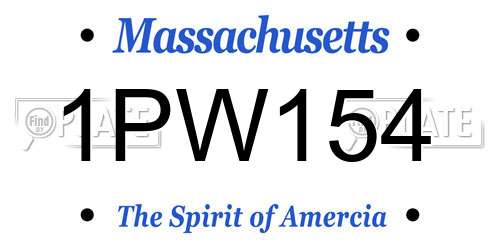 1PW154 Massachusetts License Plate