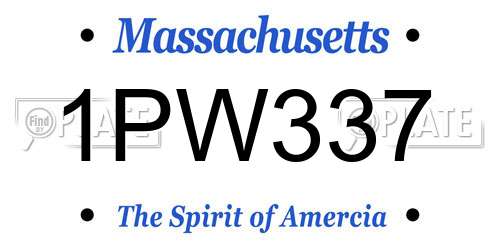 1PW337 Massachusetts License Plate