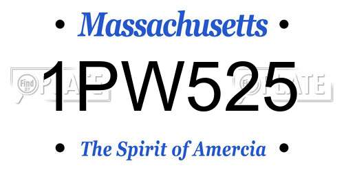 1PW525 Massachusetts License Plate