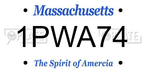 1PWA74 Massachusetts License Plate