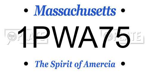 1PWA75 Massachusetts License Plate