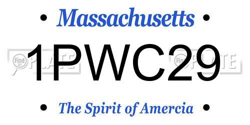 1PWC29 Massachusetts License Plate