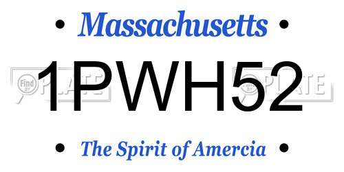 1PWH52 Massachusetts License Plate