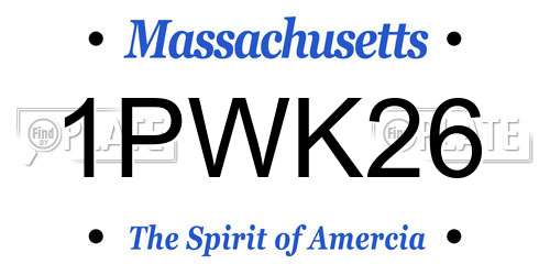 1PWK26 Massachusetts License Plate