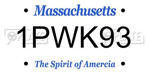 1PWK93 Massachusetts License Plate