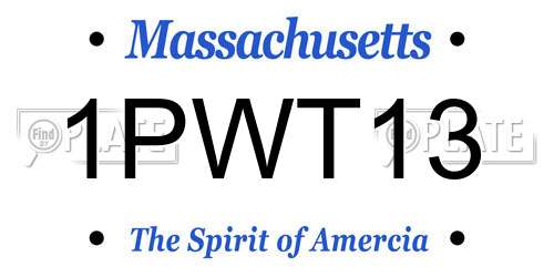 1PWT13 Massachusetts License Plate