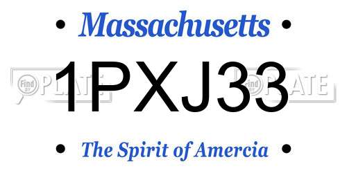 1PXJ33 Massachusetts License Plate