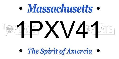 1PXV41 Massachusetts License Plate