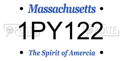1PY122 Massachusetts License Plate