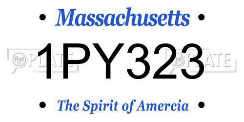 1PY323 Massachusetts License Plate