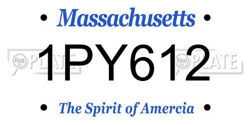 1PY612 Massachusetts License Plate