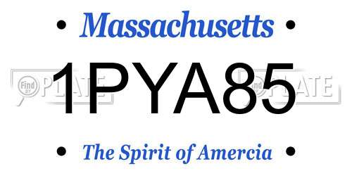 1PYA85 Massachusetts License Plate
