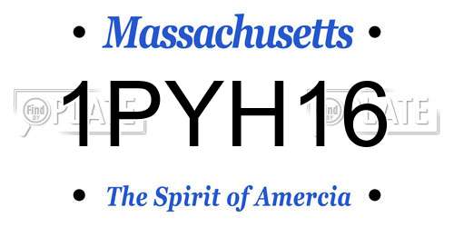1PYH16 Massachusetts License Plate