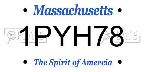 1PYH78 Massachusetts License Plate