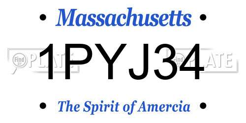 1PYJ34 Massachusetts License Plate