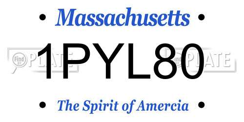 1PYL80 Massachusetts License Plate