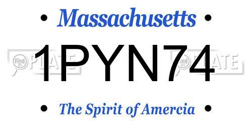 1PYN74 Massachusetts License Plate