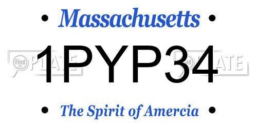 1PYP34 Massachusetts License Plate