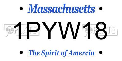 1PYW18 Massachusetts License Plate