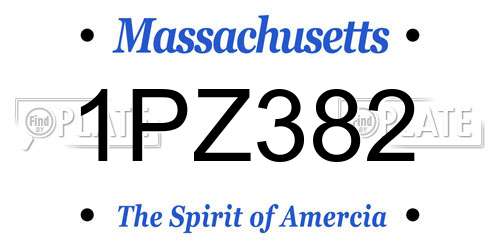 1PZ382 Massachusetts License Plate