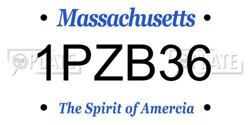 1PZB36 Massachusetts License Plate