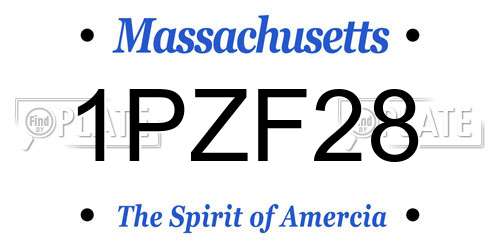 1PZF28 Massachusetts License Plate