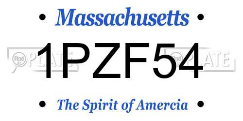 1PZF54 Massachusetts License Plate