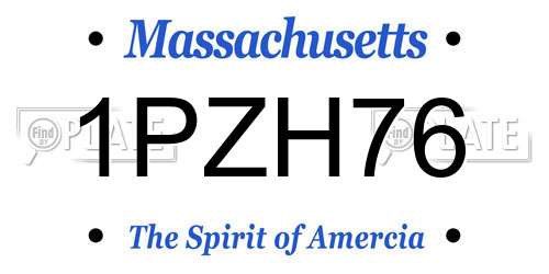 1PZH76 Massachusetts License Plate