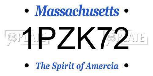 1PZK72 Massachusetts License Plate