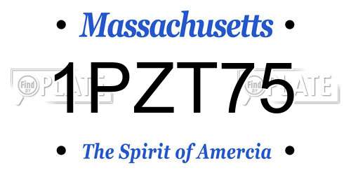 1PZT75 Massachusetts License Plate