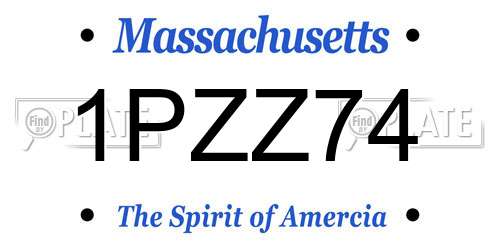 1PZZ74 Massachusetts License Plate