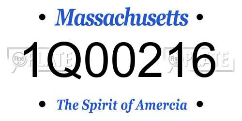 1Q00216 Massachusetts License Plate