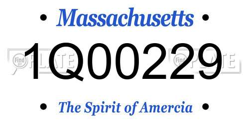 1Q00229 Massachusetts License Plate