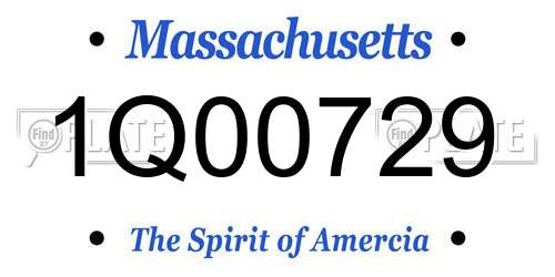 1Q00729 Massachusetts License Plate