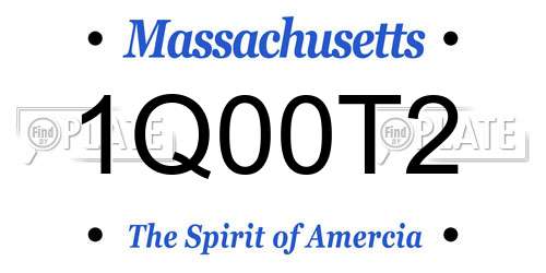 1Q00T2 Massachusetts License Plate