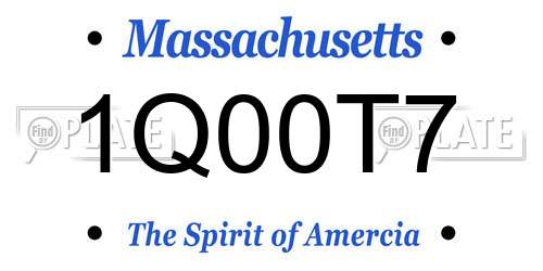 1Q00T7 Massachusetts License Plate