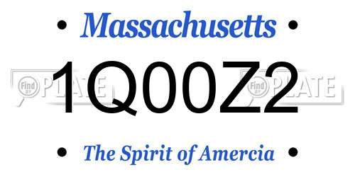 1Q00Z2 Massachusetts License Plate