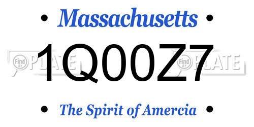 1Q00Z7 Massachusetts License Plate