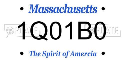 1Q01B0 Massachusetts License Plate