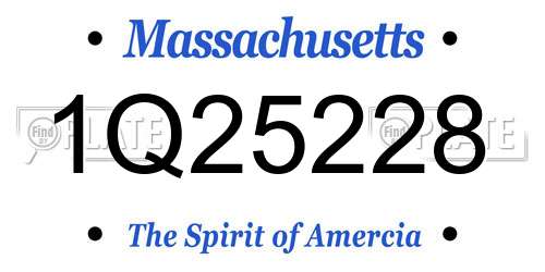 1Q25228 Massachusetts License Plate