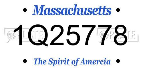 1Q25778 Massachusetts License Plate