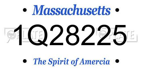 1Q28225 Massachusetts License Plate