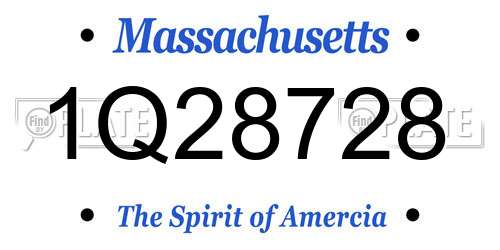 1Q28728 Massachusetts License Plate