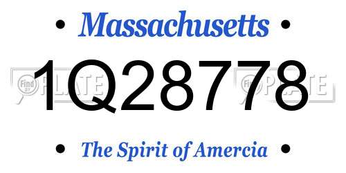 1Q28778 Massachusetts License Plate