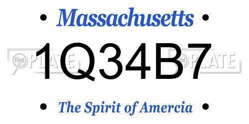 1Q34B7 Massachusetts License Plate