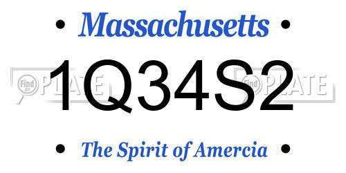 1Q34S2 Massachusetts License Plate