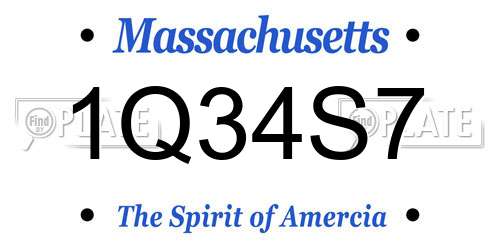 1Q34S7 Massachusetts License Plate